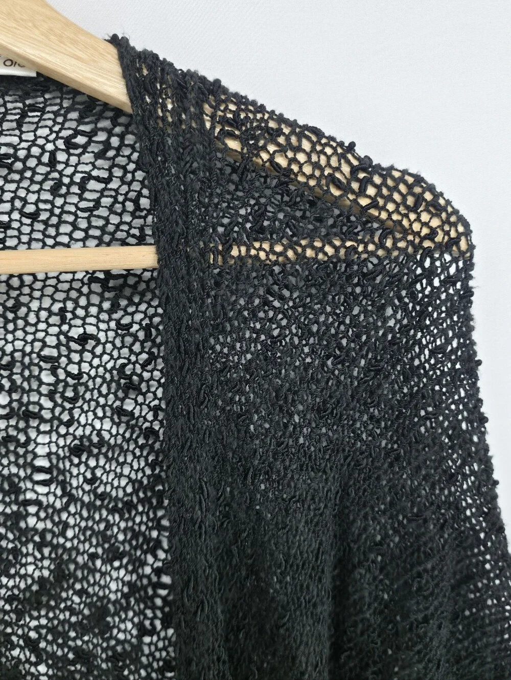 Coldwater Creek Black Open Knit Shawl Wrap One Size Boho Lagenlook Minimalist